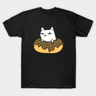 Donut Cat - White Cat Chocolate Icing T-Shirt